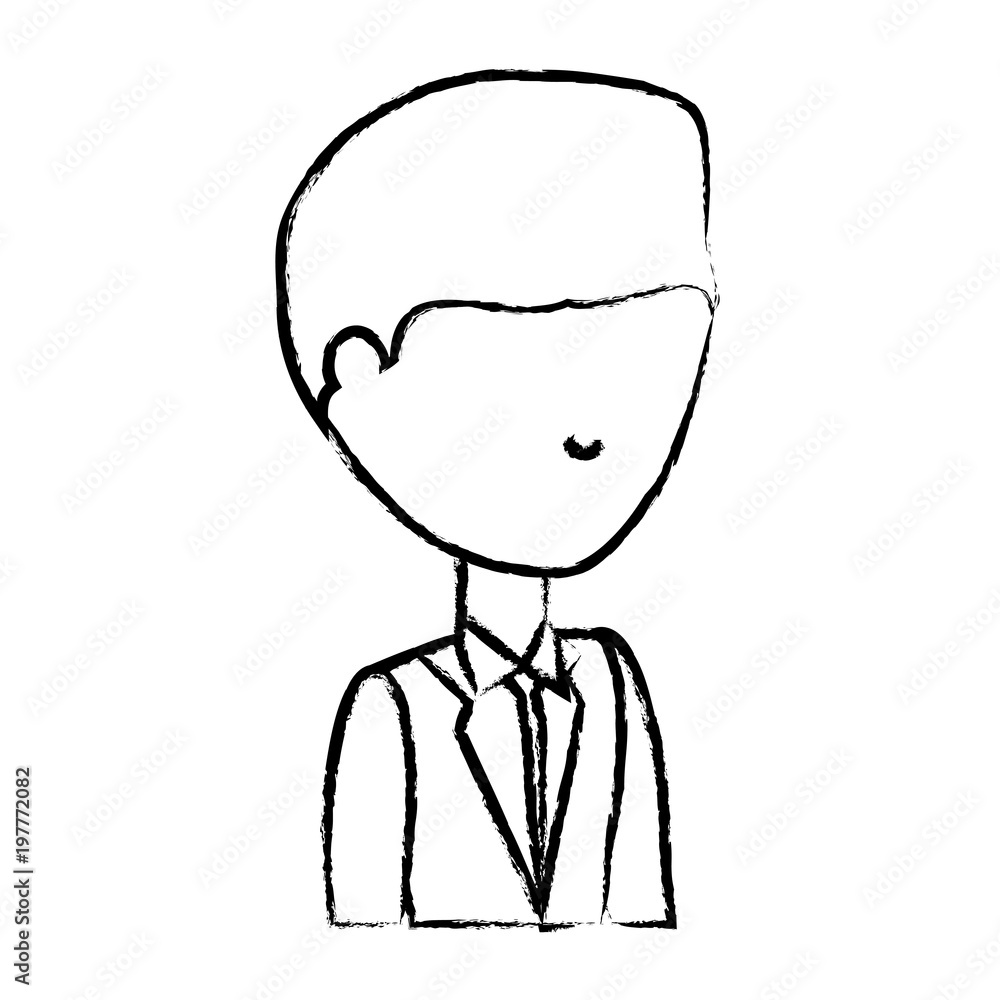 sketch of avatar businessman icon over white background, vector illustration