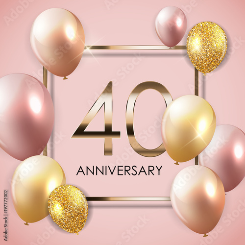 Template 40 Years Anniversary Background with Balloons Vector Illustration