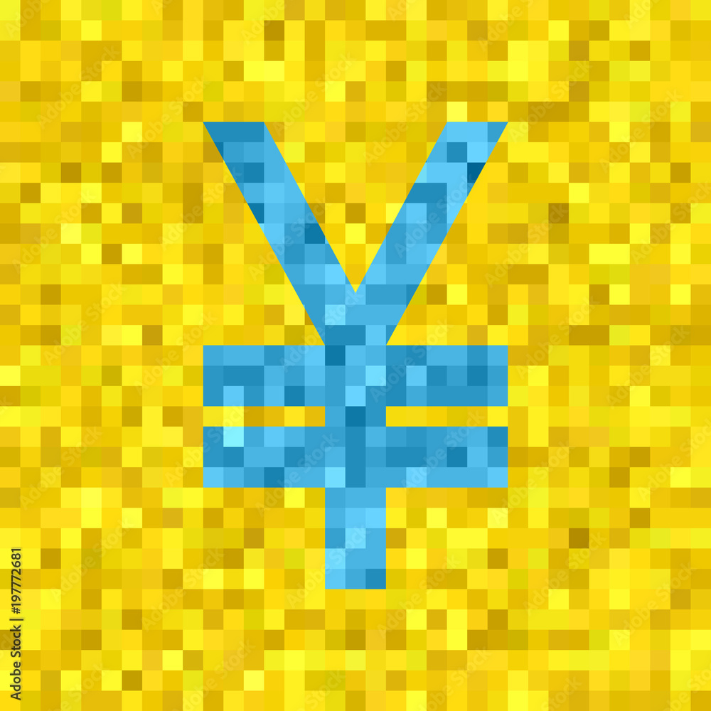Obraz premium Pixel vector yen or yuan symbol