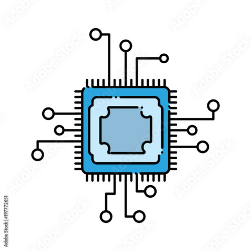computer chip icon over white background, colorful design. vector illustration