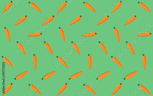 carrot seamless pattern in flat icon design on green color background