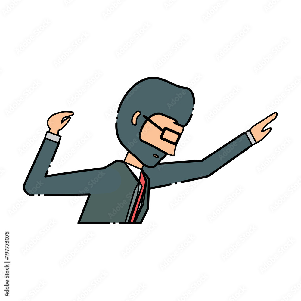 avatar businessman with arms up over white background, colorful design. vector illustration avatar businessman with arms up over white background, colorful design. vector illustration