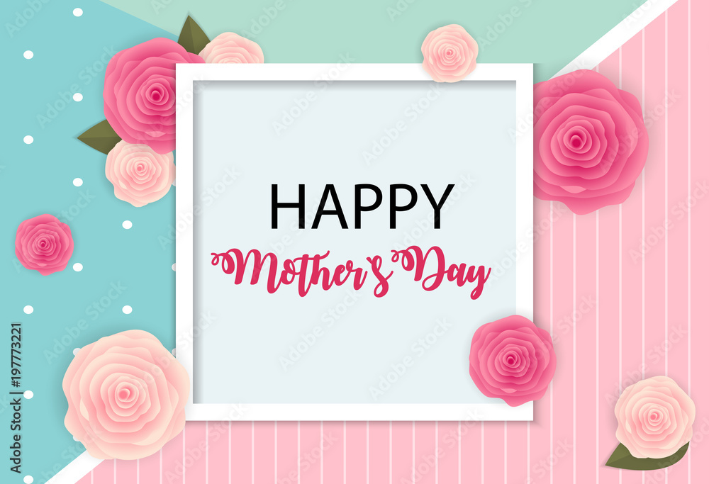 Happy Mother`s Day Cute Background with Flowers. Vector Illustration Happy Mother`s Day Cute Background with Flowers. Vector Illustration