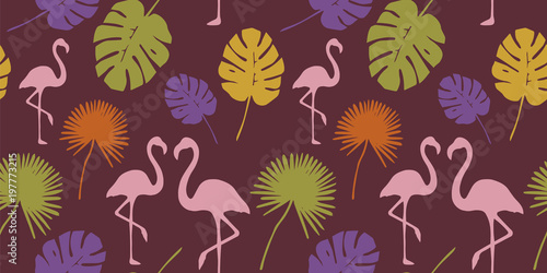 Trendy Tropical Leaves Background. Vector Pattern.
