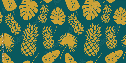 Trendy Tropical Leaves Background. Vector Pattern.