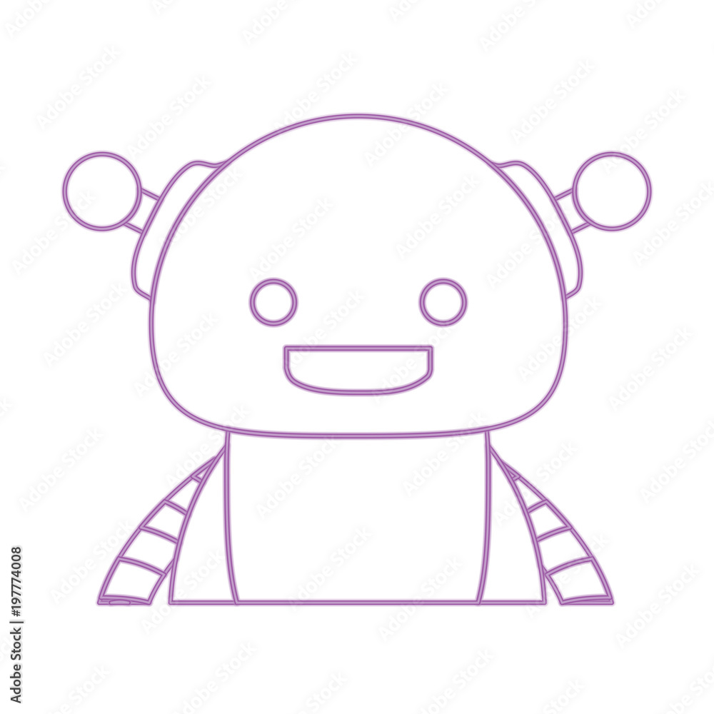 cartoon cute robot icon over white background, colorful line design. vector illustration cartoon cute robot icon over white background, colorful line design. vector illustration