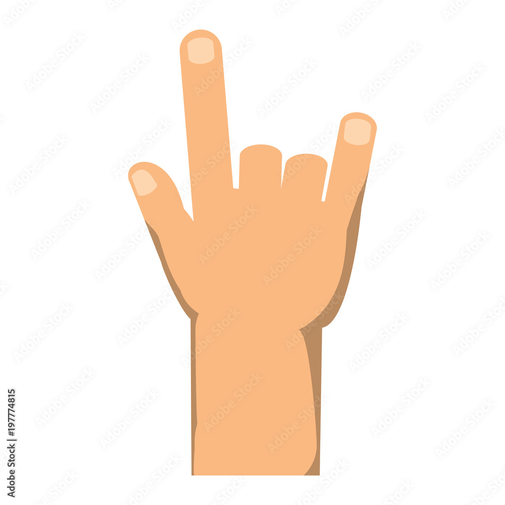 hand with rock symbol over white background, colorful design. vector illustration hand with rock symbol over white background, colorful design. vector illustration