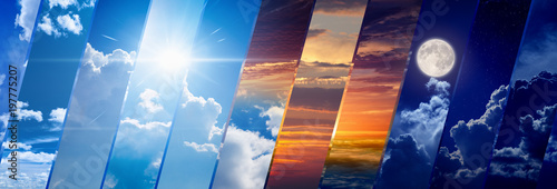 Weather forecast wide banner, day and night