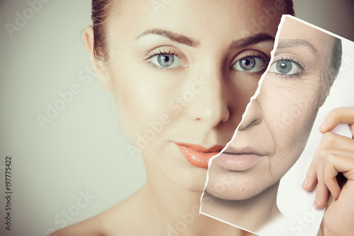 Obraz na płótnie aging problems  of face skin