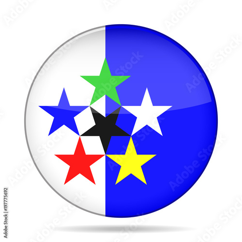 Flags of the World. Shiny round button.