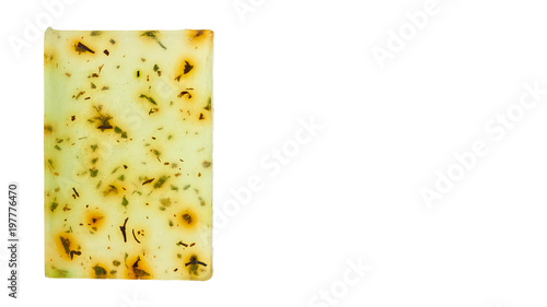 natural handmade soap bar isolated on white background. copy space, template