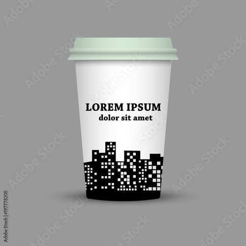 Coffee cup with city vector illustration