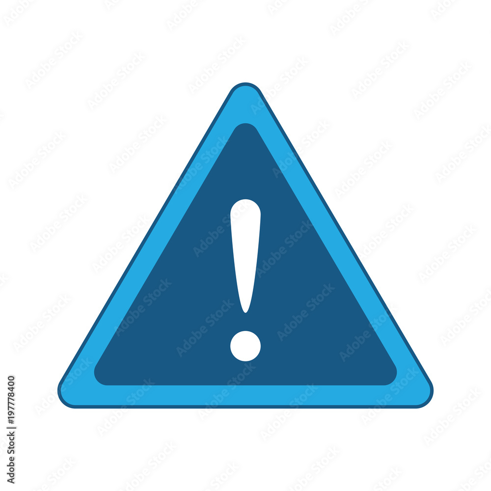 warning sign icon over white background, blue shading design. vector illustration warning sign icon over white background, blue shading design. vector illustration
