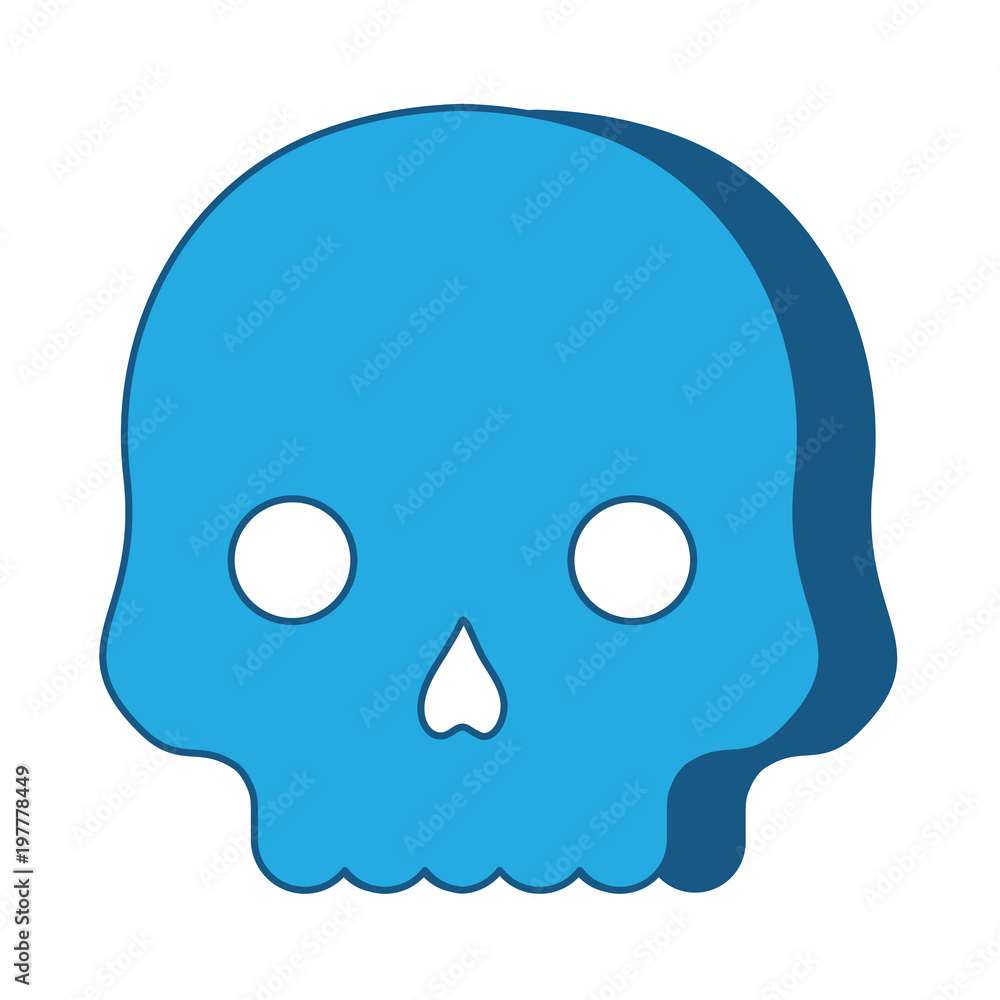 skull icon over white background, blue shading design. vector illustration skull icon over white background, blue shading design. vector illustration