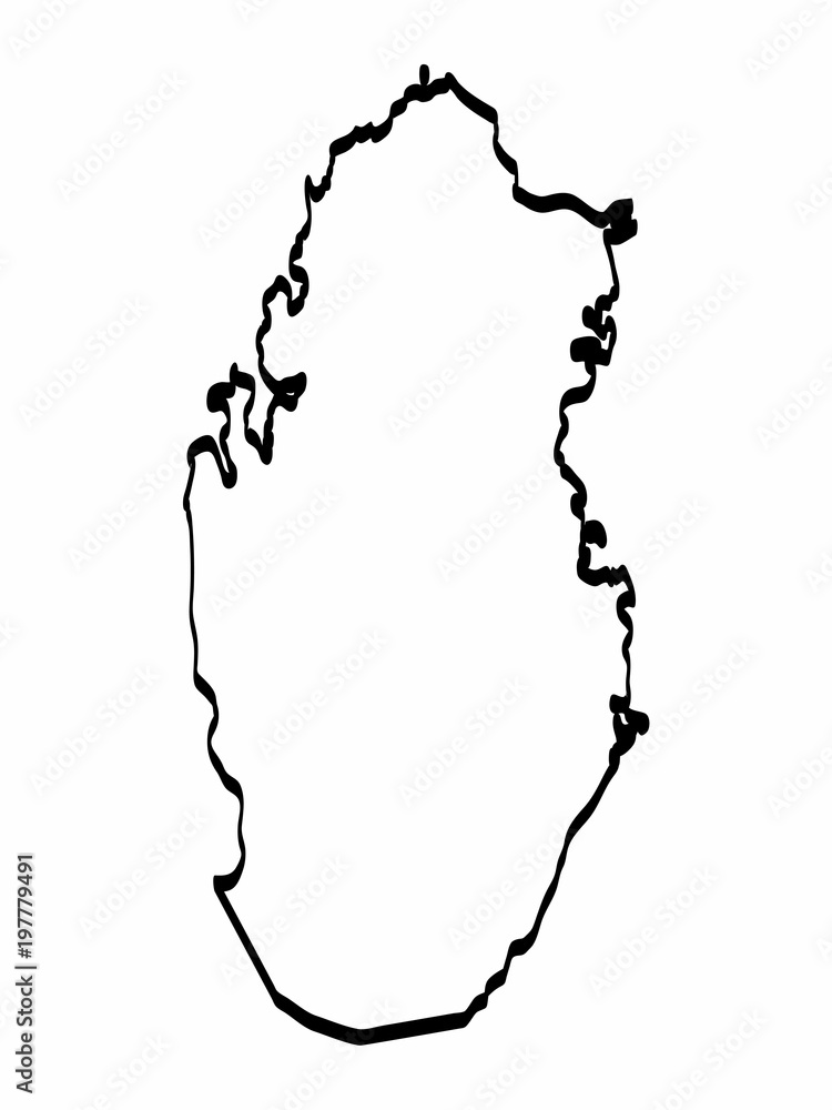 Qatar Map Outline Graphic Freehand Drawing On White Background Vector Illustration Stock Vector Adobe Stock