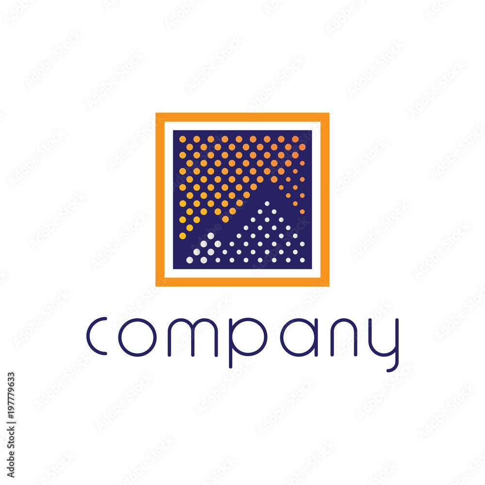 Logo with an abstract image of the silhouette of two peaks in the center of the square. Logo with an abstract image of the silhouette of two peaks in the center of the square.