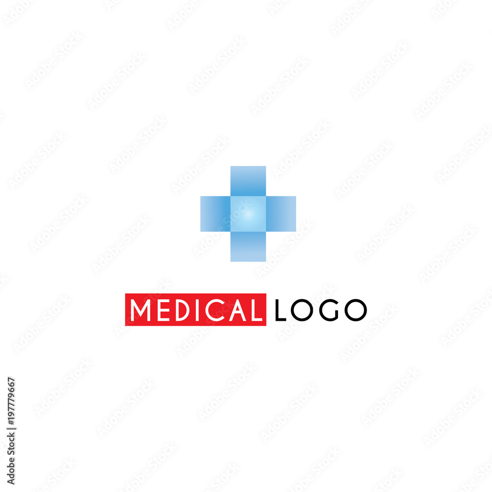 Logo with a blue medical cross. Logo with a blue medical cross.