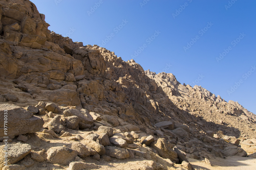 Slope of the Sinai mountains at dawn