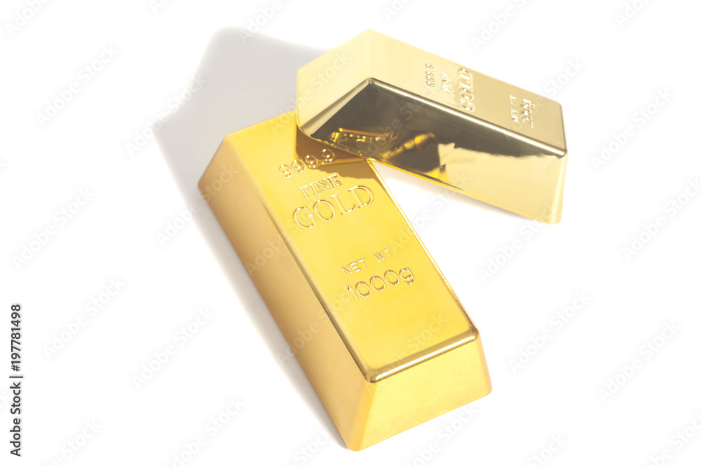 Gold bullion bars on white background Gold bullion bars on white background