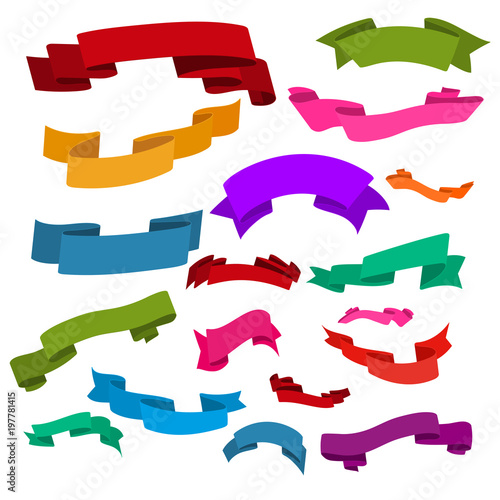 Set of multi-colored beautiful ribbons for gift packing. Vector