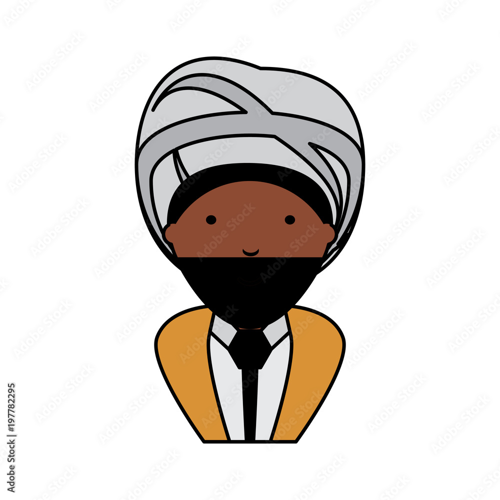 cartoon Indian man wearing a turban over white background, colorful design. vector illustration cartoon Indian man wearing a turban over white background, colorful design. vector illustration