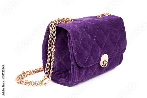 Purple Women's handbag, Ladies bag, Purple female clutch, Purple clutch.Women's bag isolated white background.Bag isolated white background.Clutch isolated white background.
