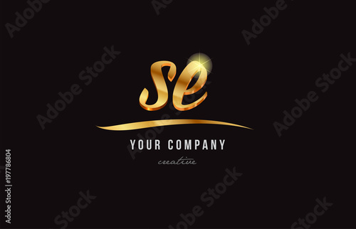 gold alphabet letter se s e logo combination icon design