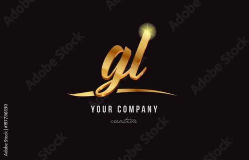 gold alphabet letter gl g l logo combination icon design photo