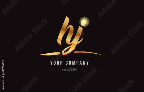 gold alphabet letter hy h y logo combination icon design