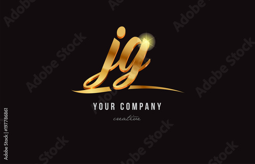 gold alphabet letter jg j g logo combination icon design