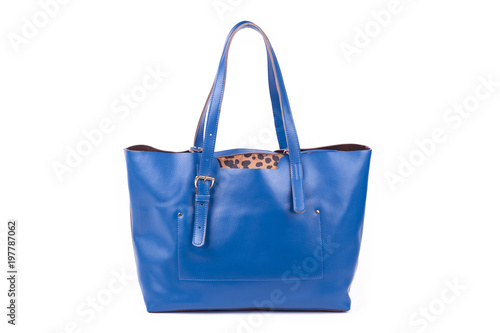 Blue Women's handbag, Ladies bag,Blue female clutch,Blue clutch.Women's bag isolated white background.Bag isolated white background.Clutch isolated white background.