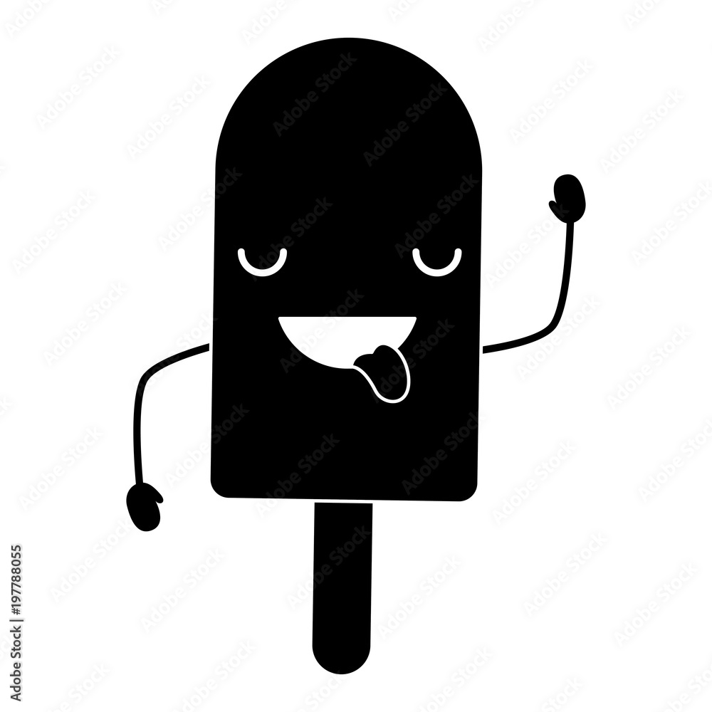 kawaii ice cream bar showing the tongue over white background, vector illustration kawaii ice cream bar showing the tongue over white background, vector illustration