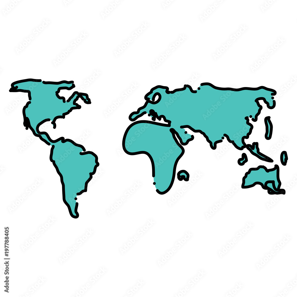World Map icon over white background, colorful design. vector illustration