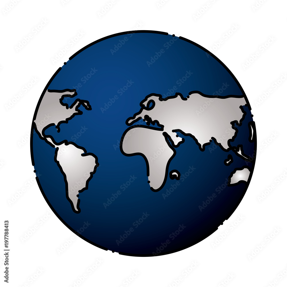 earth planet globe icon over white background, colorful design.  vector illustration