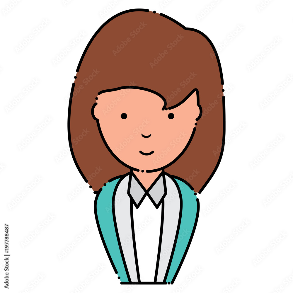 Cartoon businesswoman icon over white background, colorful design. vector illustration