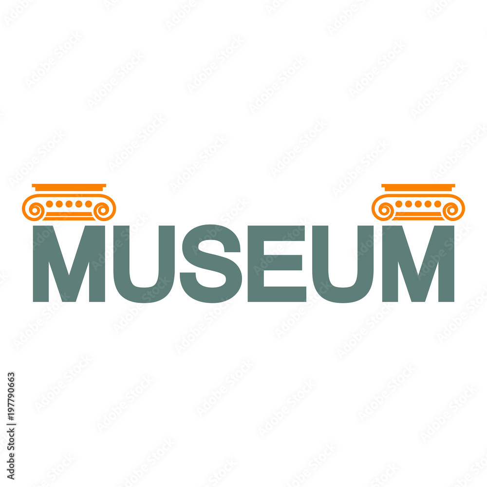 Logotipo MUSEUM con capiteles en gris y naranja Logotipo MUSEUM con capiteles en gris y naranja