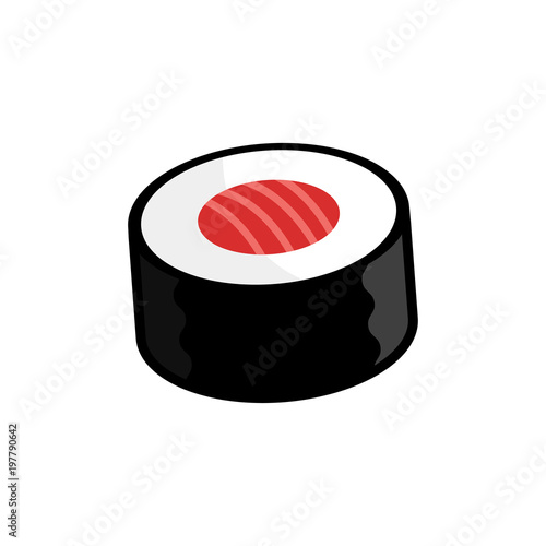 Icono plano sushi redondo tumbado aislado