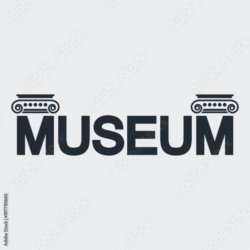 Logotipo MUSEUM con capiteles en fondo gris