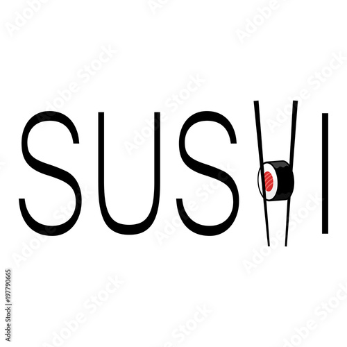 Logotipo SUSHI con comida aislado