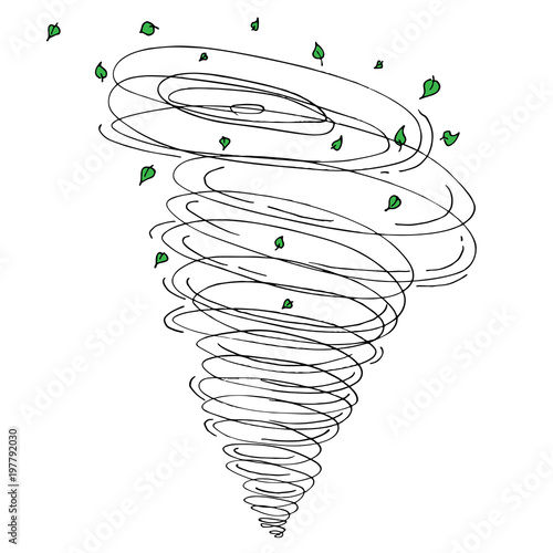 Tornado Leaves Drawing Isolated