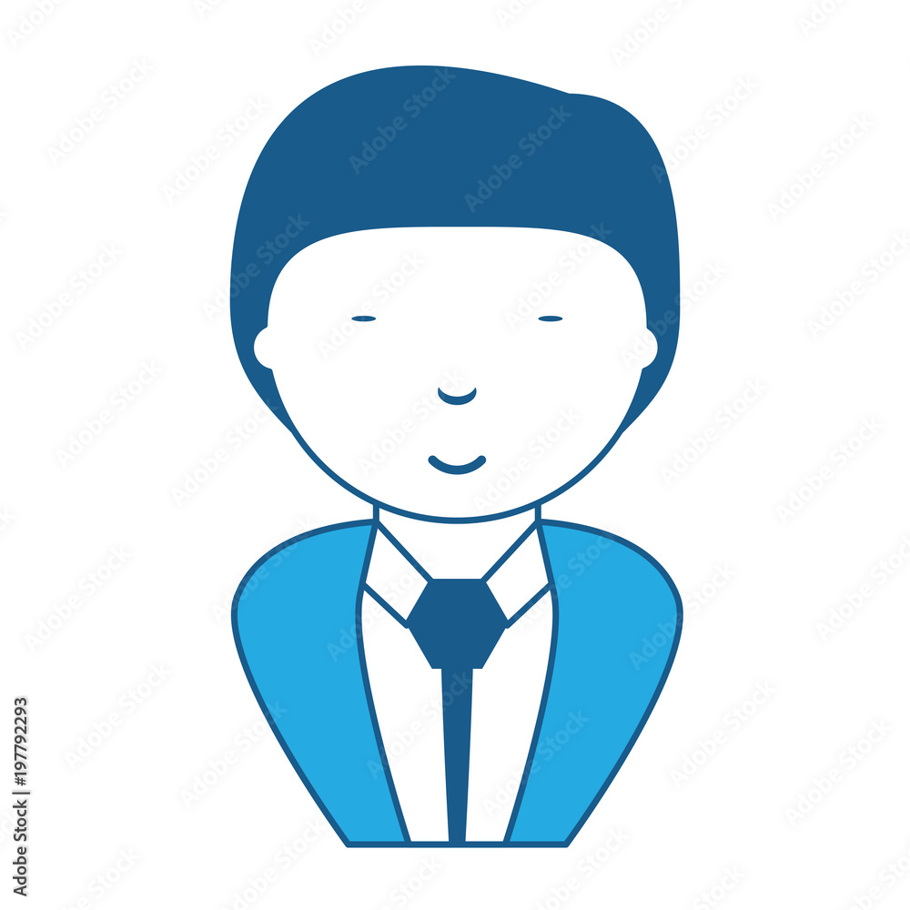 cartoon young businessman wearing suit and tie over white background, vector illustration