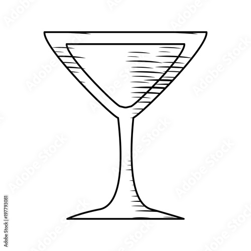 sketch of martini cocktail glass icon over white background, vector illlustration
