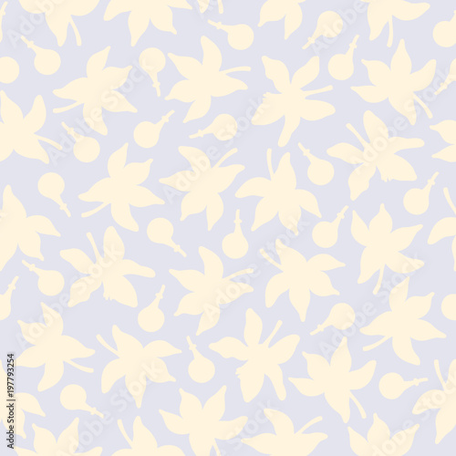 Seamless pattern with lemon flowers. Vector hand drawn graphic illustration.