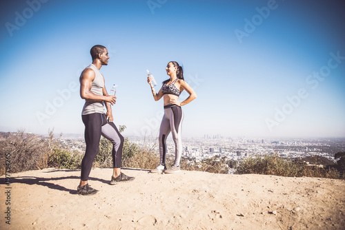 Couple training outdoors photo
