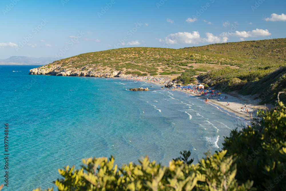 Beautiful pristine beaches of San Pietro Island, Sardinia, Italy.