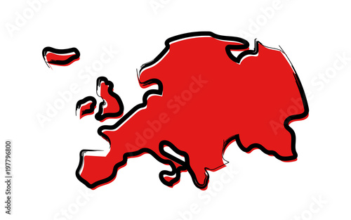 WebStylized red sketch map of Europe