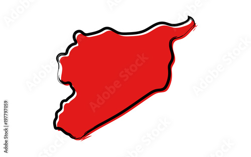 Stylized red sketch map of Syria