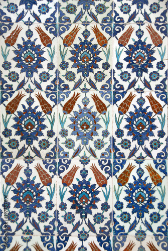 Istanbul, Turkey, 25 April 2006: Tiles of Rustempasa Mosque. photo