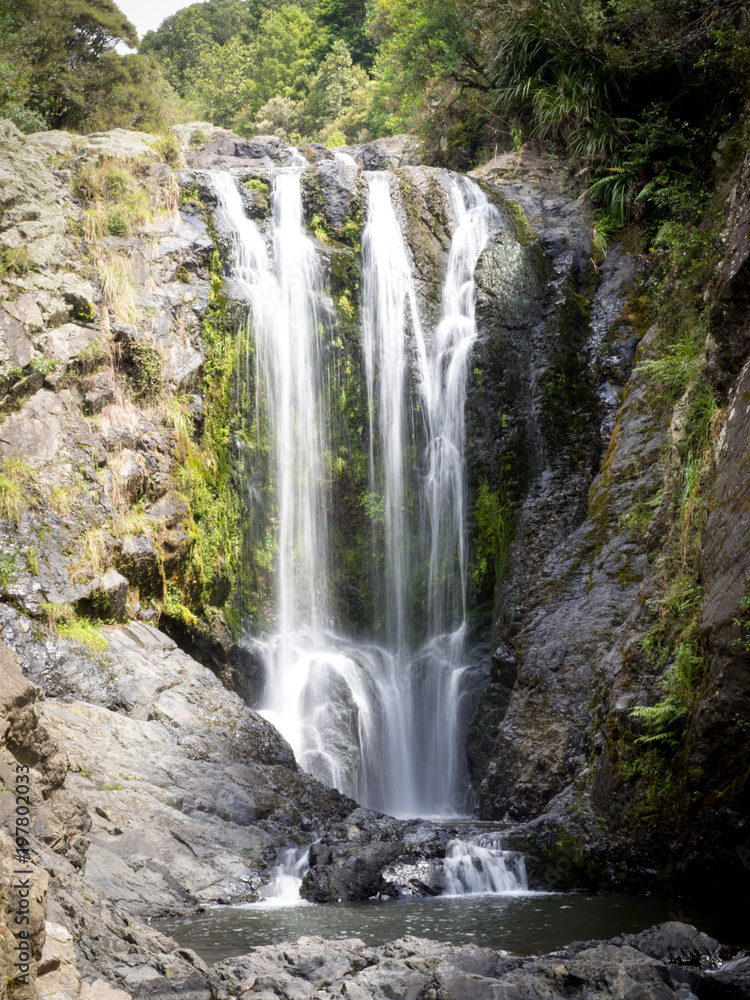 Fototapeta premium Piroa Waterfall Portrait Landscape in New Zealand