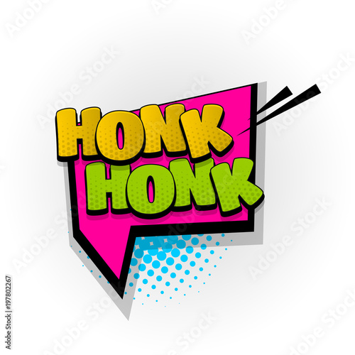 honk sound hand drawn pictures effects. Template comics speech bubble halftone dot background. Pop art style. Comic dialog cloud, text pop-art. Creative idea conversation sketch explosion.